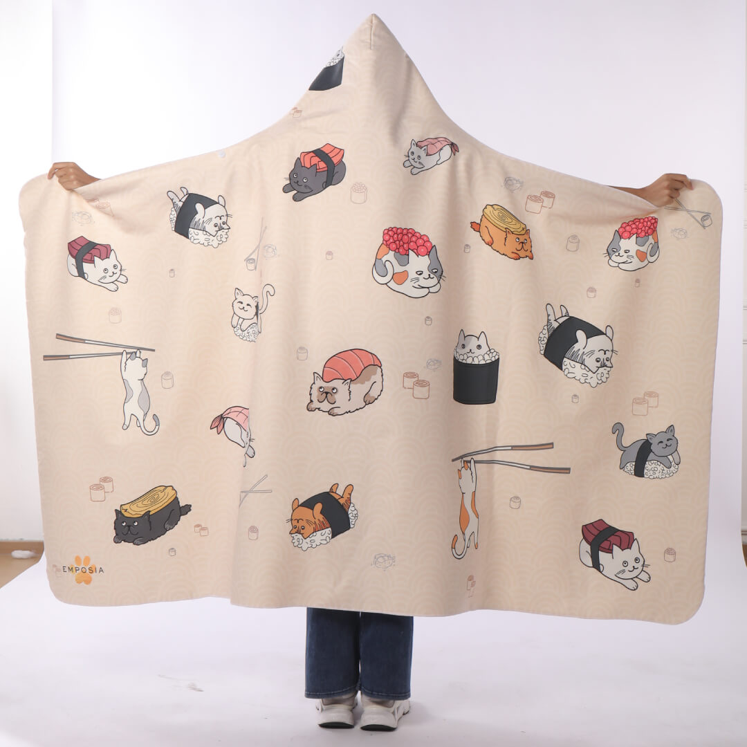 Sushi Cats Hooded Blanket