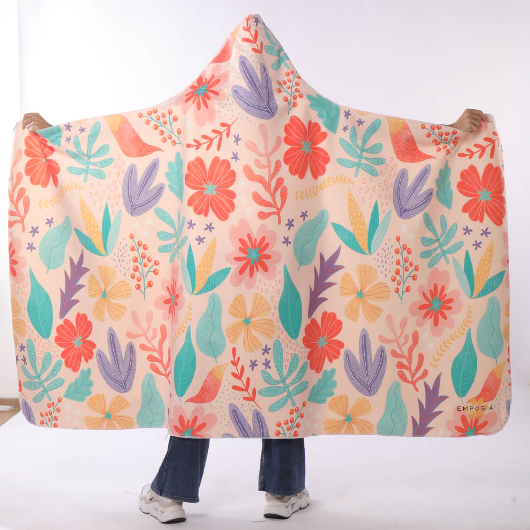 Floral Hooded Blanket