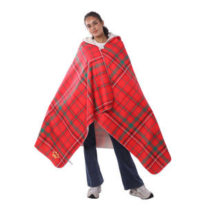 Red Plaid Hooded Blanket