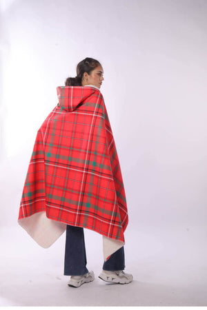 Red Plaid Hooded Blanket