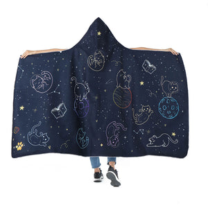 Space Cats Hooded Blanket