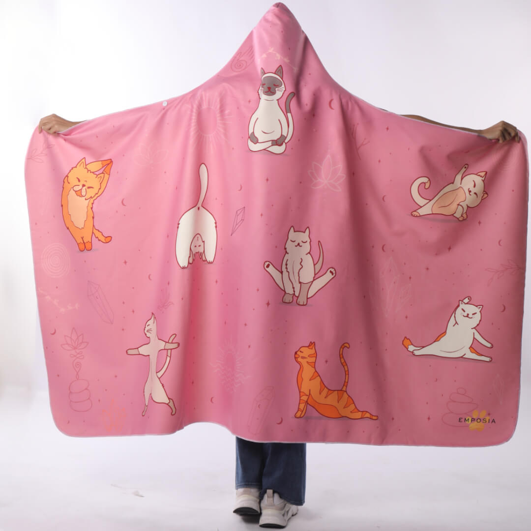 Yoga Cats Hooded Blanket