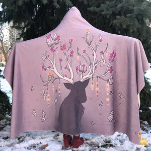 emposia deer reader hooded blanket with button for book lovers
